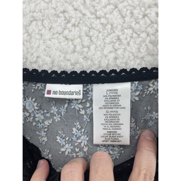 VTG Y2K No Boundaries Women's Camisole Size Large Black Floral Fairy Whimsigoth - Picture 4 of 6